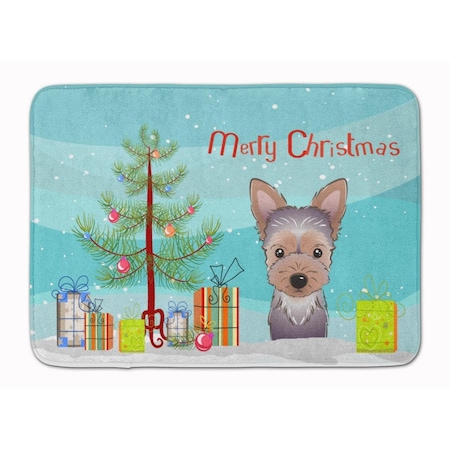 Carolines Treasures Christmas Tree and Yorkie Puppy Machine Washable Memory Foam Mat BB1604RUG